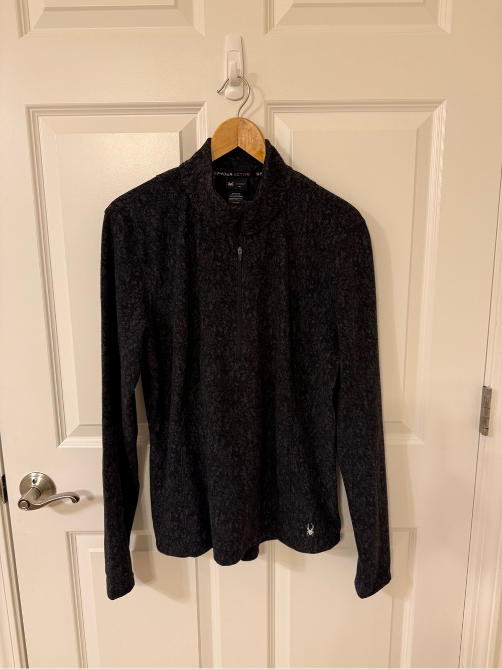 Spyder Active Performance Heavy Weight Fleece Jacket Black/Gray 1/4 Zip XL EUC
